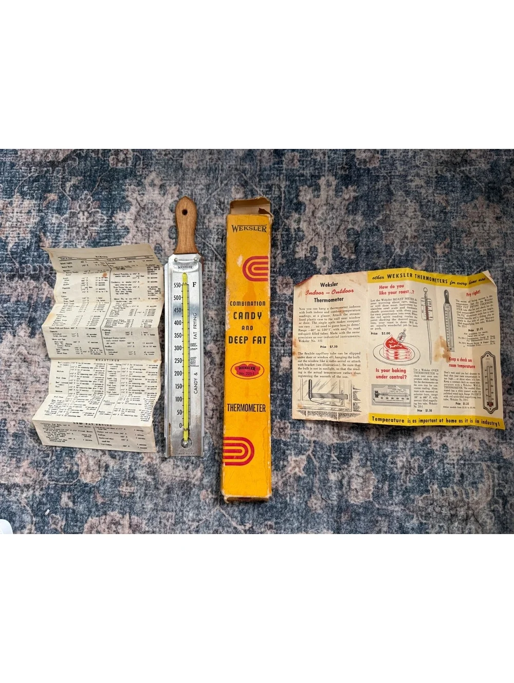 Vintage Weksler 225-1 Candy Deep Fat Thermometer USA Box Instructions